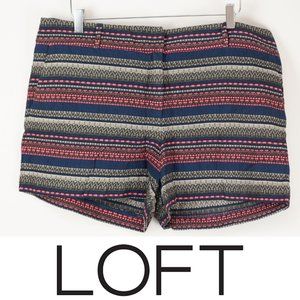 Loft Riviera Shorts 4" Inseam Summer Stripe Multicolor Blue Pink Tan Size 14 New